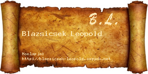 Blazsicsek Leopold névjegykártya